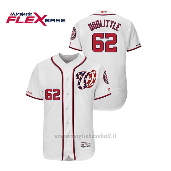 Maglia Baseball Uomo Washington Nationals Sean Doolittle 150th Aniversario Patch Autentico Flex Base Bianco